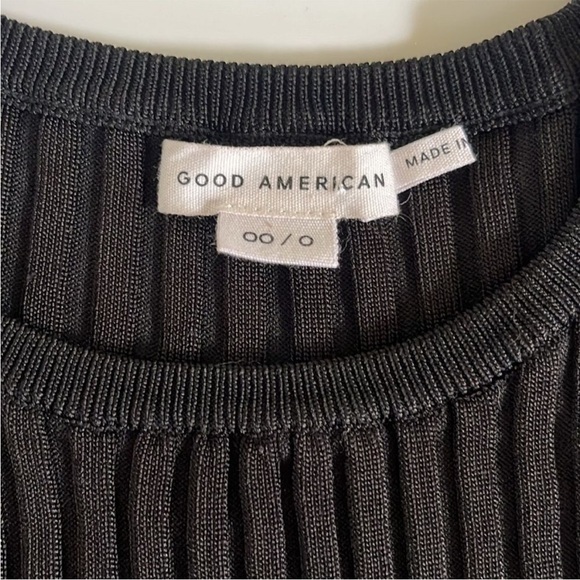 Good American Ribbed Cutout Bodycon Mini Dress In Black - Picture 7 of 9